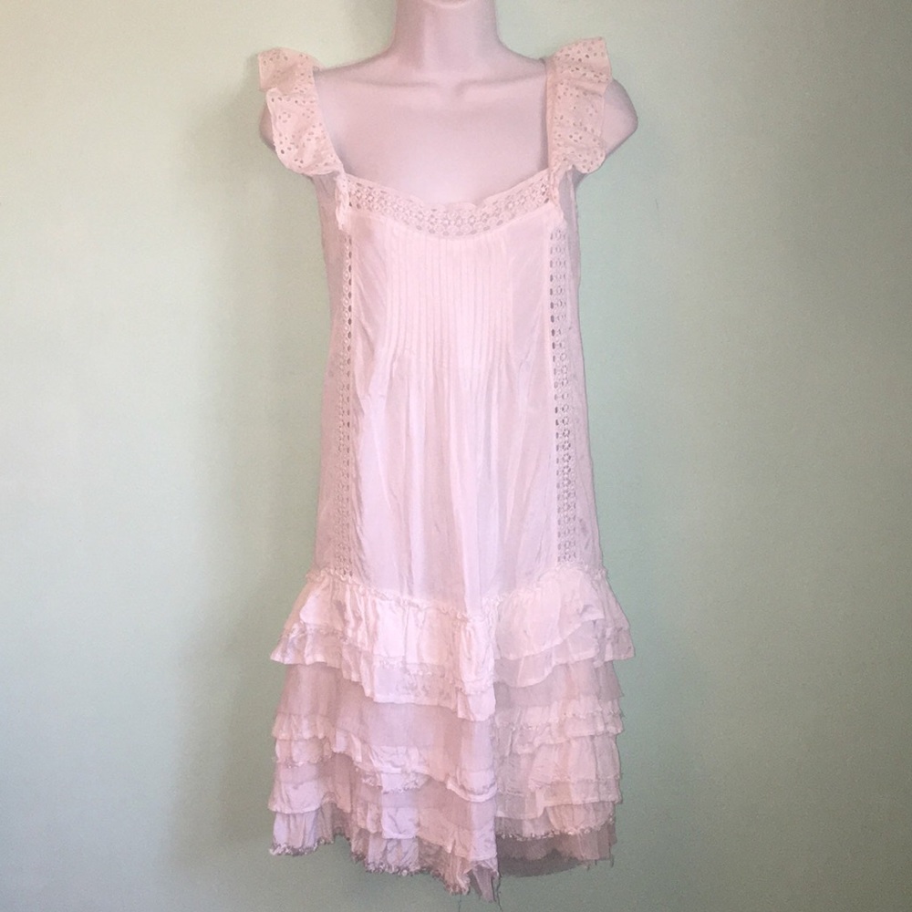 (Sfera) White Boho Distressed Dress size Small